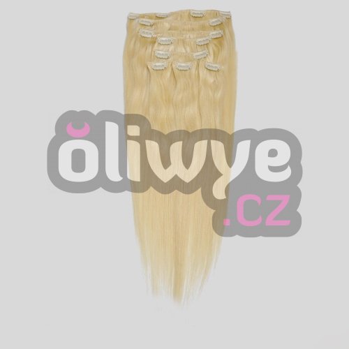 100% lidské vlasy clip in on remy #613 světlá blond 50cm 100g