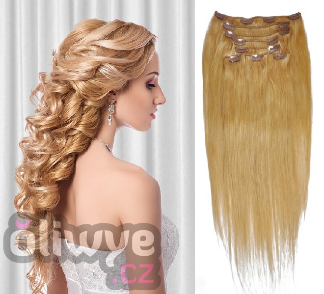 Vlasy clip in on remy #16 blond 50cm 100g