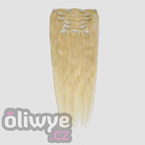 100% lidské vlasy clip in on remy #60 platinová blond 50cm 160g extra velká gramáž
