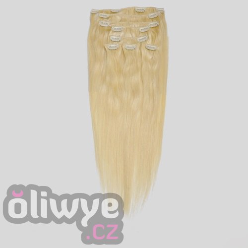 100% lidské vlasy clip in on remy #613 světlá blond 50cm 160g extra velká gramáž