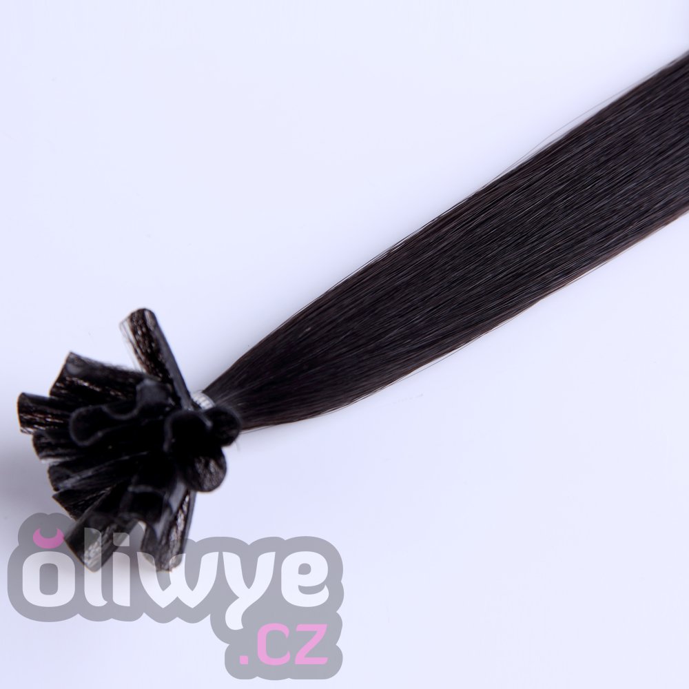 vlasy keratin 50cm remy #01 černá 100 pramenů