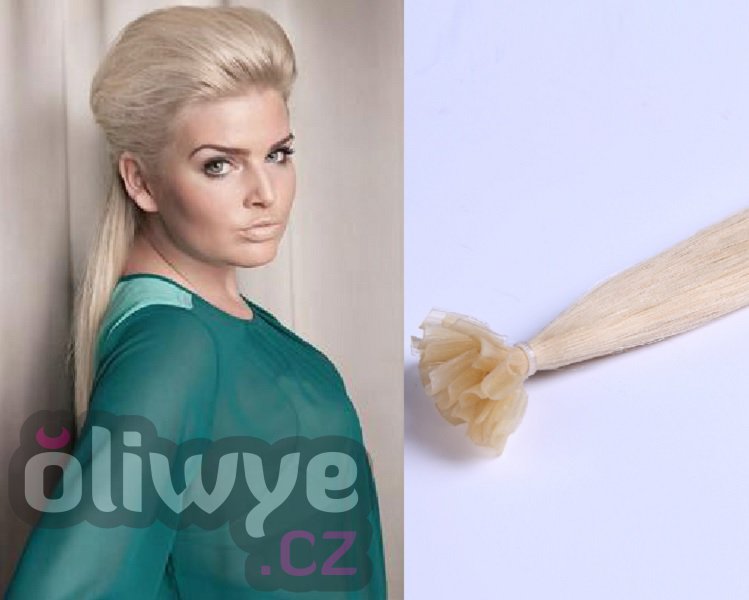 vlasy keratin 50cm remy #60 platinová blond 100 pramenů