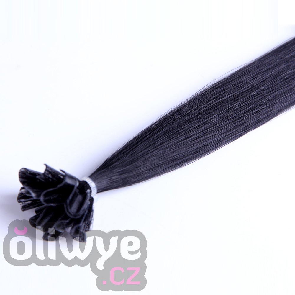 vlasy keratin 60cm remy #1b přírodní černá černohnědá 100 pramenů