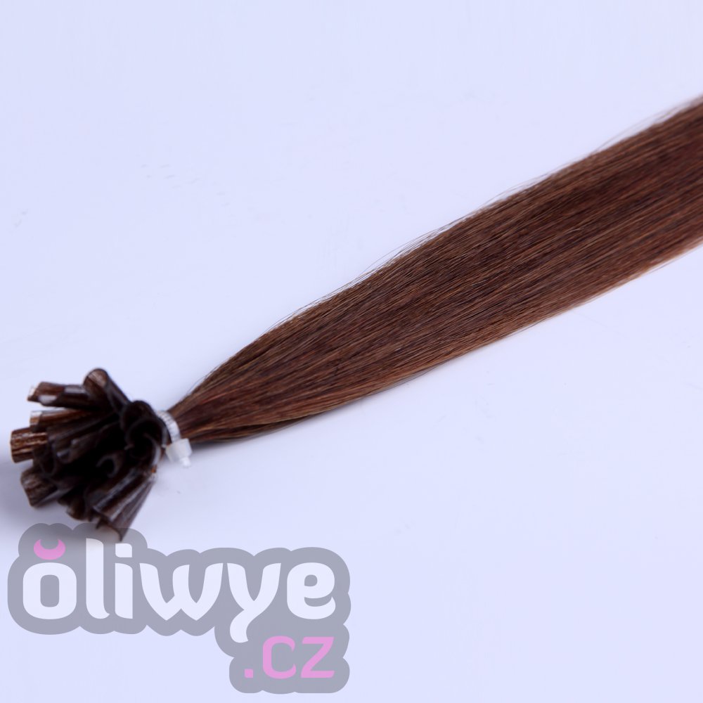 vlasy keratin 67cm remy #04 středně hnědá 100 pramenů